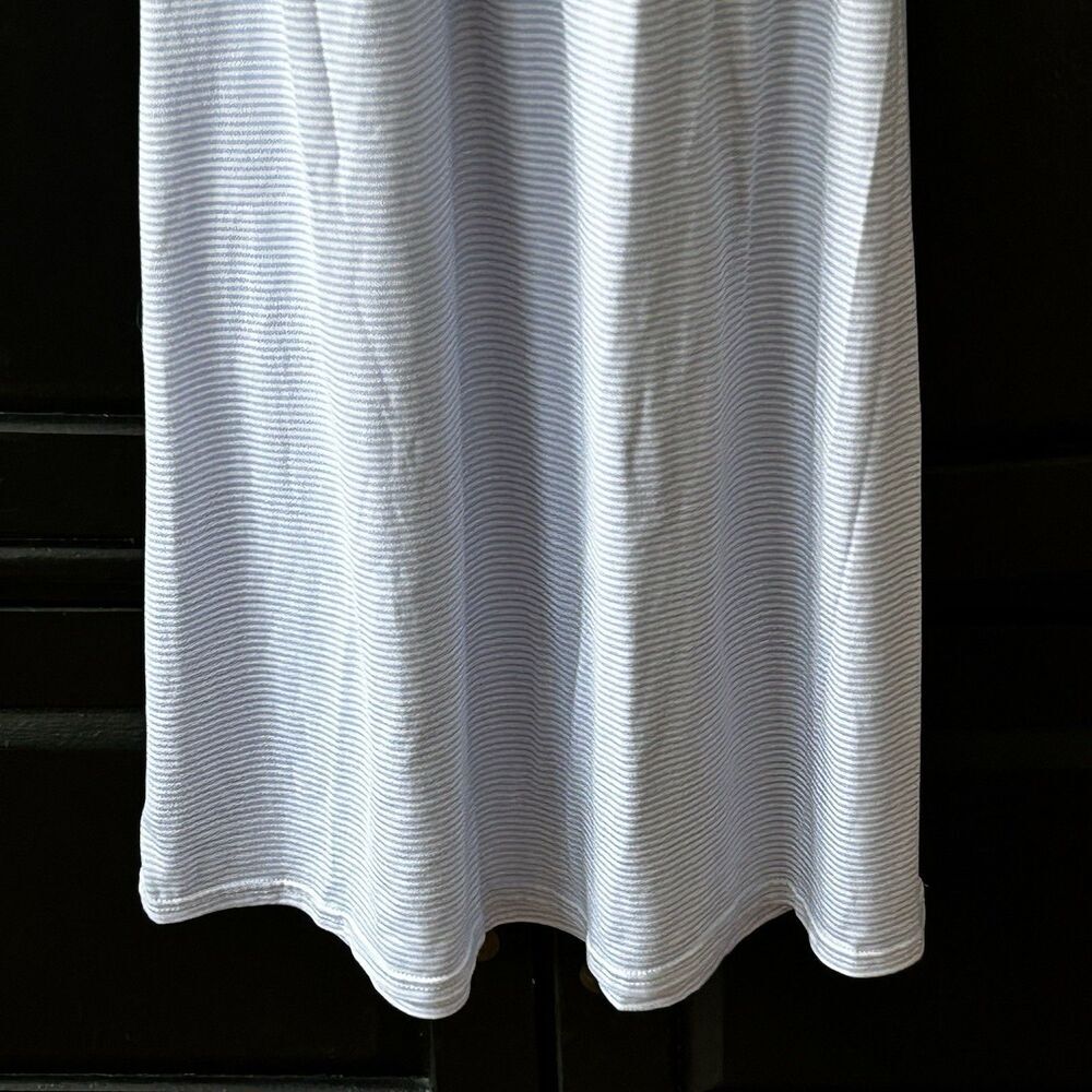 Laura Ashley Nightgown Dress Size Large Blue White Stripe Lace Back Cottagecore - Picture 4 of 9
